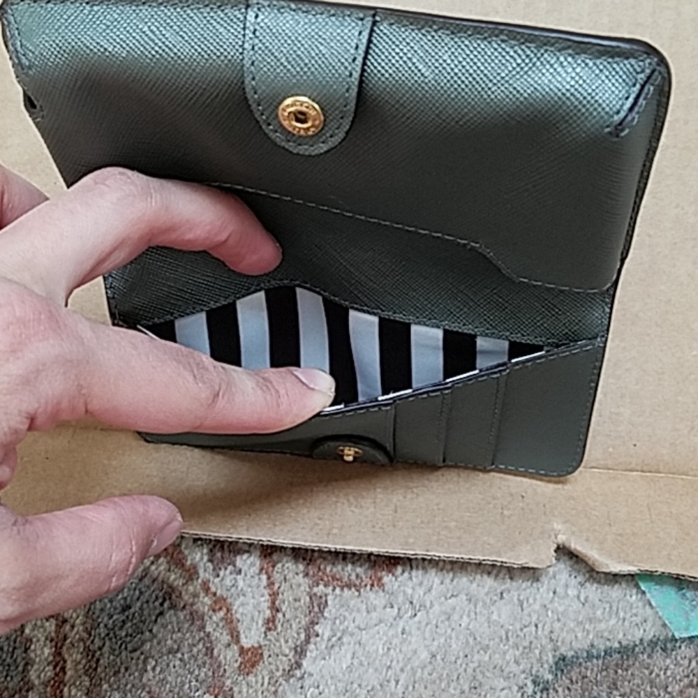 Henri Bendel Small Blue Shimmer Bi-Fold Wallet - Picture 5 of 6